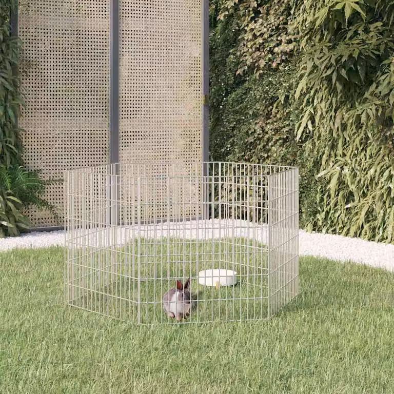 Recinto per animali ruspante vidaXL in ferro zincato argento, 6 pannelli, L: 54 cm, H: 60 cm