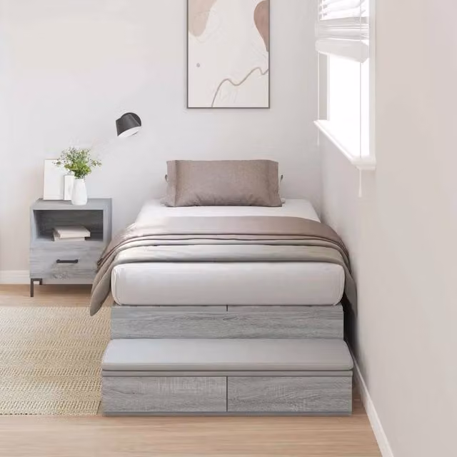 Struttura letto con contenitore con porta Grigio Sonoma 80 cm 3335602