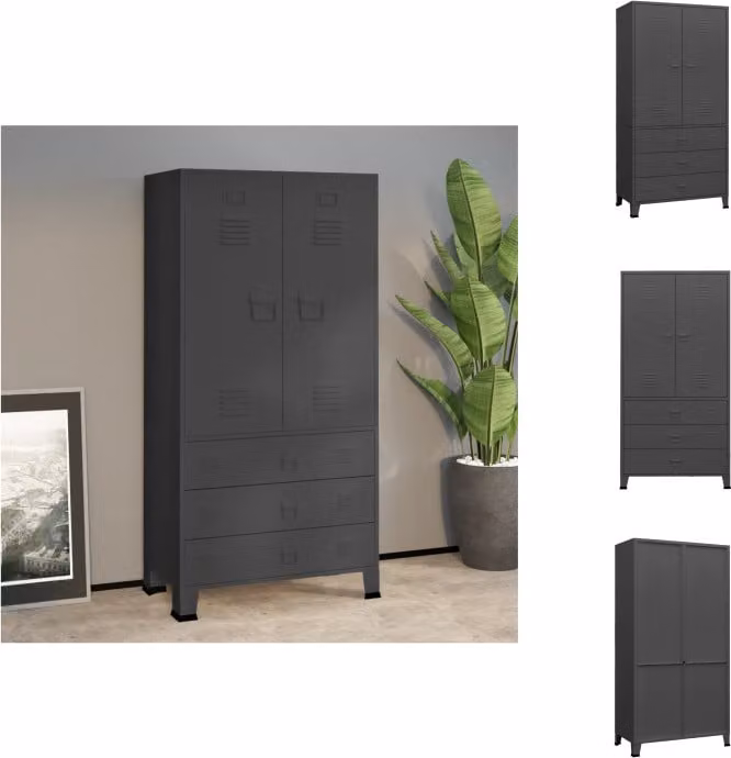 vidaXL Armadio industriale in metallo antracite 90x50x180 cm - Armadi