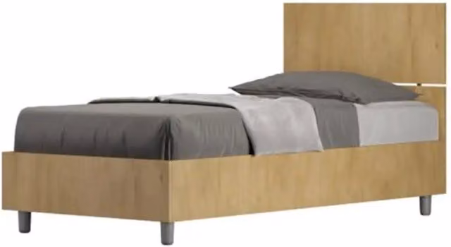 Letto singolo contenitore 80x200 testata dritta quercia Demas