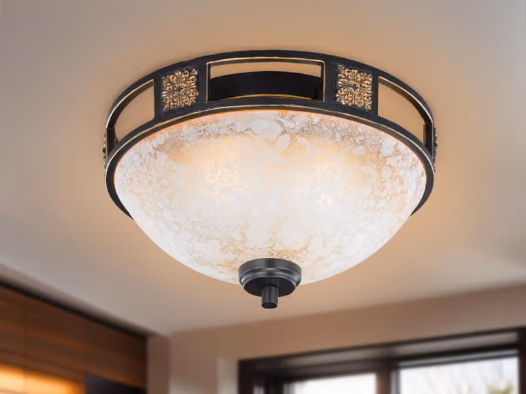 Plafoniera LED rotonda rustica con paralume in vetro Ø 33cm - per il soggiornoLampade