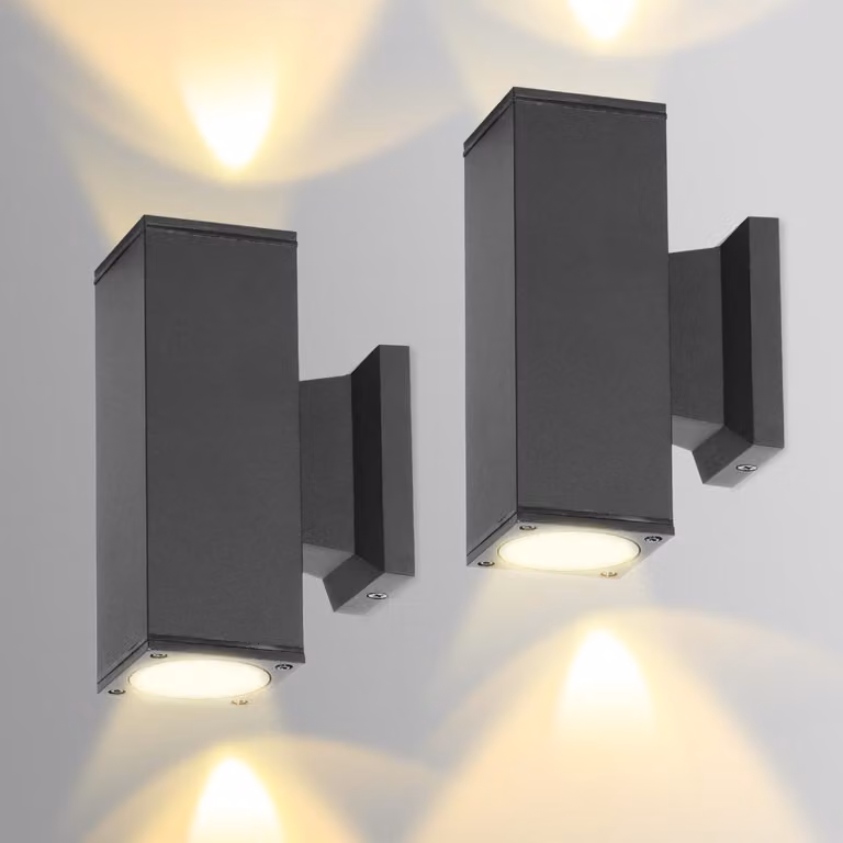 Confezione da 2 lampade da parete per esterni, attacco GU10, alluminio, grado di protezione IP65 (resistente all'acqua)