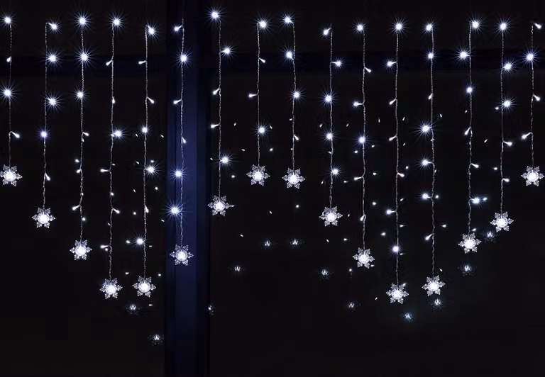 Tenda luminosa a forma di fiocchi di neve, dimensioni 2x1 metro, 8 modalità, alimentazione USB, 5V, luce bianco caldo
