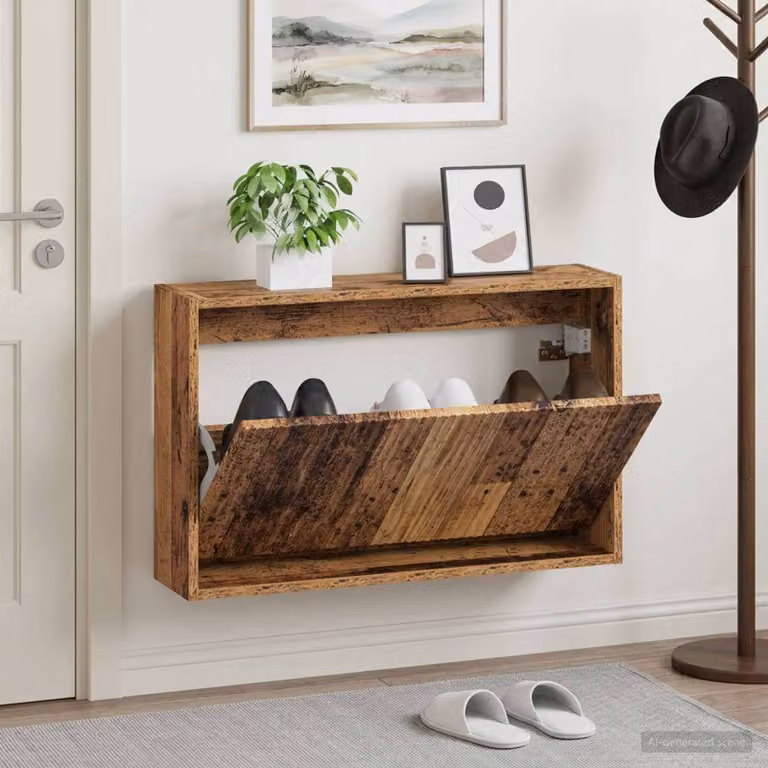 vidaXL Mobiletto per Scarpe da Muro ARNHEM Marrone L: 71 cm, P: 17 cm, H: 43 cm