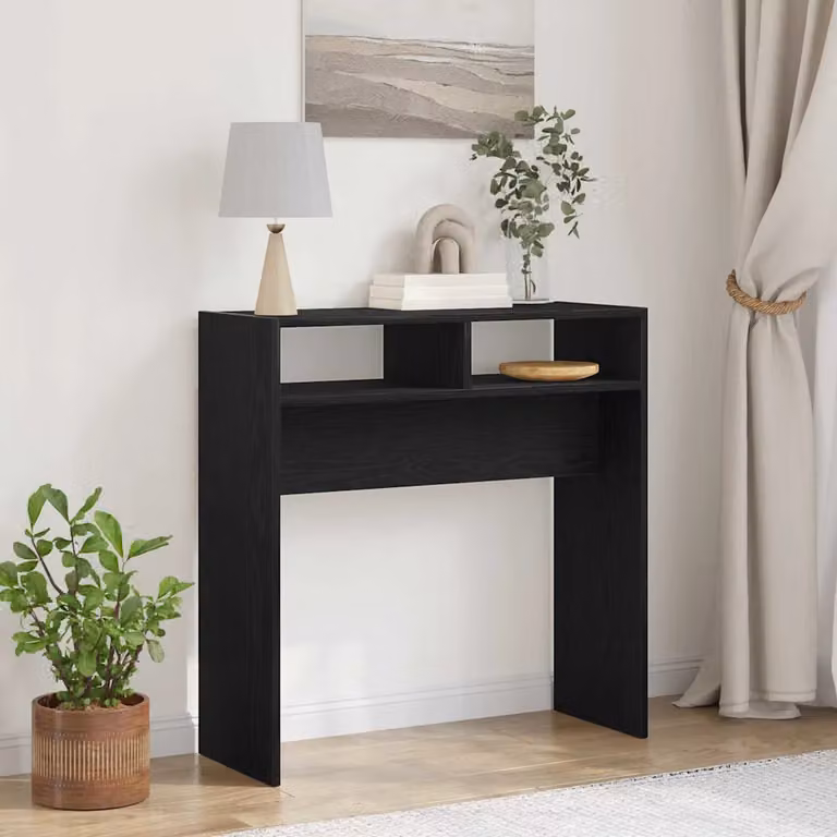 vidaXL Tavolo consolle minimalista in MDF nero L: 78 cm, P: 30 cm, H: 80 cm