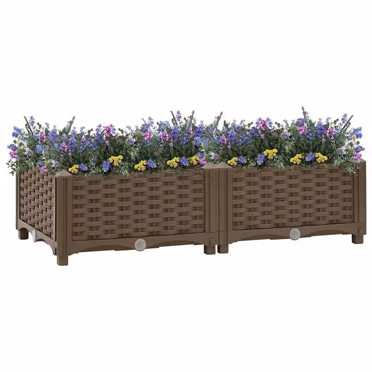 Fioriera Rialzata vidaXL in Plastica Marrone L: 80 cm, P: 40 cm, H: 23 cm