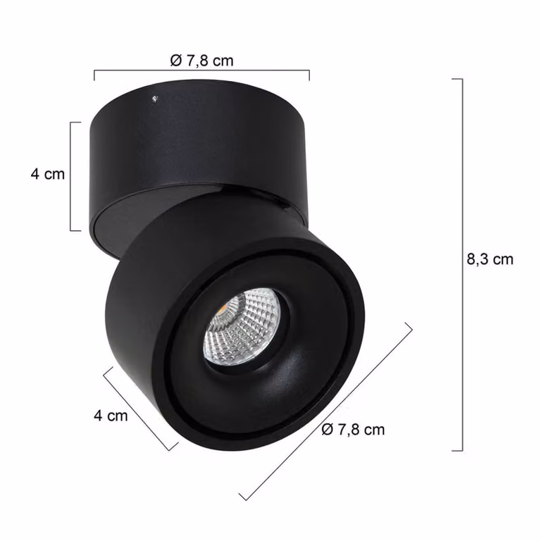 Steinhauer Faretto da soffitto LED Fez, nero, a 1 luce, metallo, orientabile dimmerabile, Nero, Soggiorno / Sala da pranzo, Metallo, Moderno