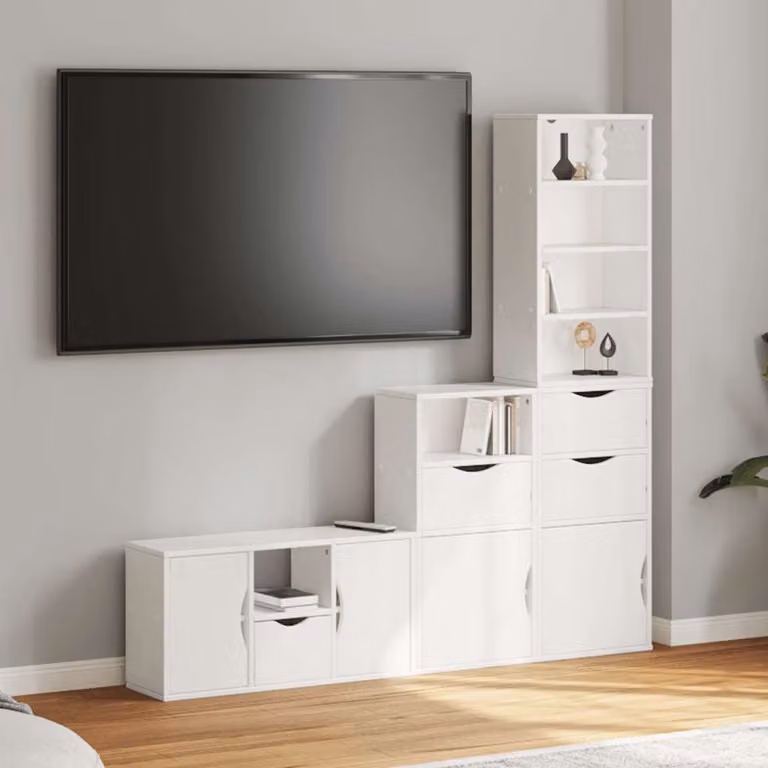 Set di 4 pezzi Mobile TV con Contenitore ODDA vidaXL in Legno di Pino Bianco Moderno