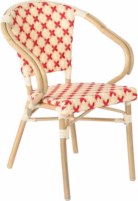 Oviala - Sedia da giardino in alluminio e rattan rosso