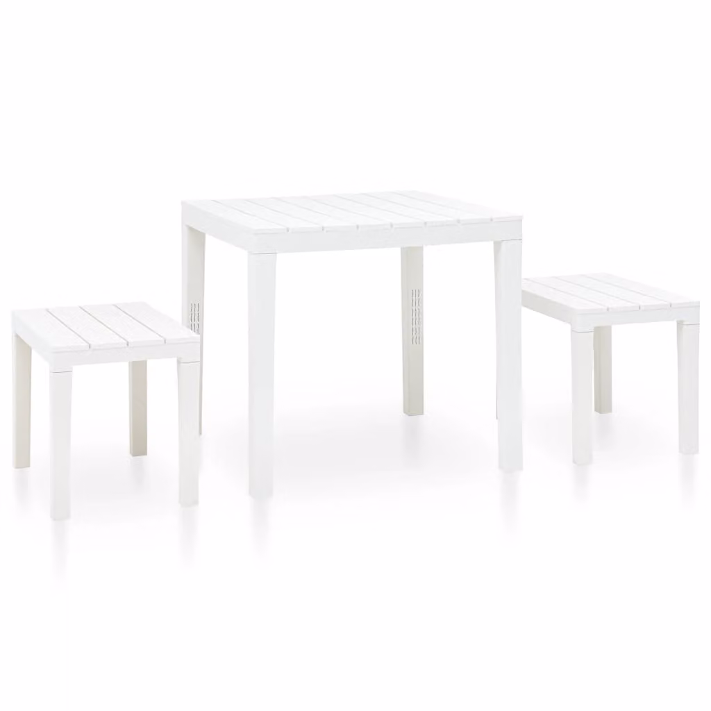 Tavolo da giardino con 2 panche in plastica bianco
