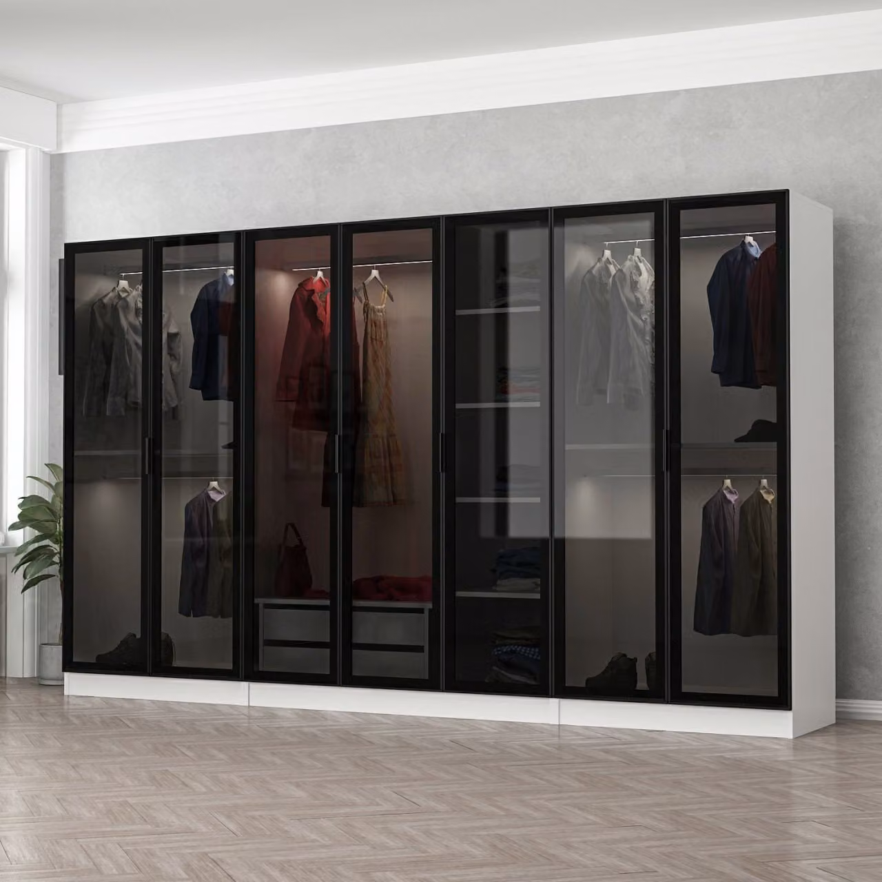 Skye Decor, Kale - 6639, armadio, bianco, pannelli truciolari rivestiti al 100% in melamina, 315 x 52 x 210 cm