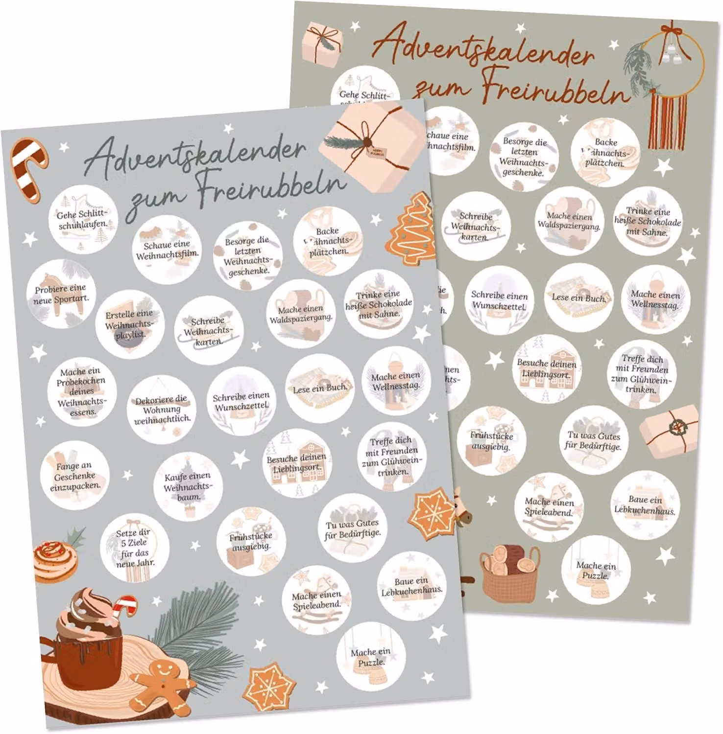 Calendario dell'Avvento con immagini da grattare - Set da 4 - Da grattare liberamente - Ideale per sorelle e amiche - Regalo di Natale