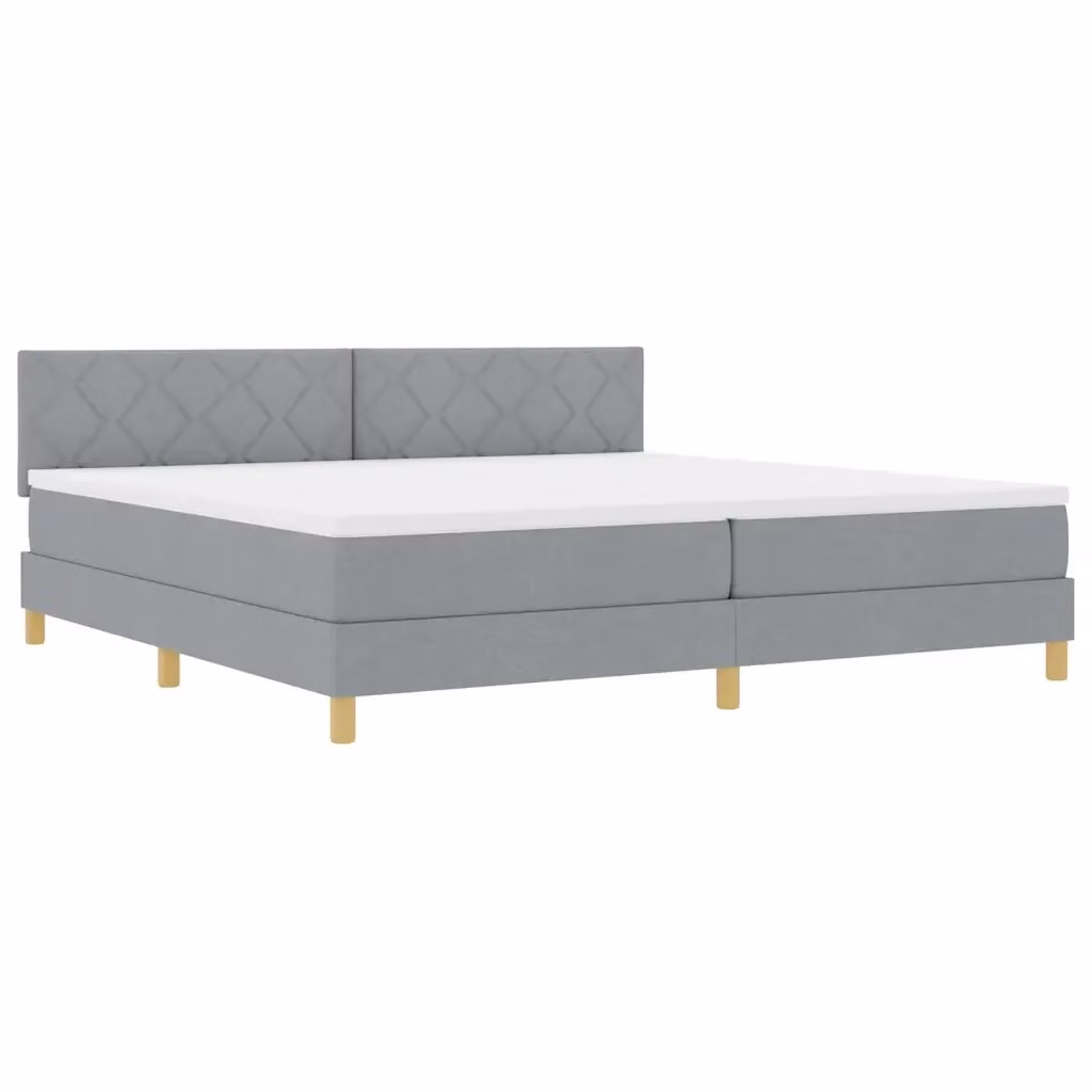 Letto matrimoniale moderno vidaXL in tessuto grigio con illuminazione LED sottostante e porta USB, L/P: 200 x 200 cm – 2