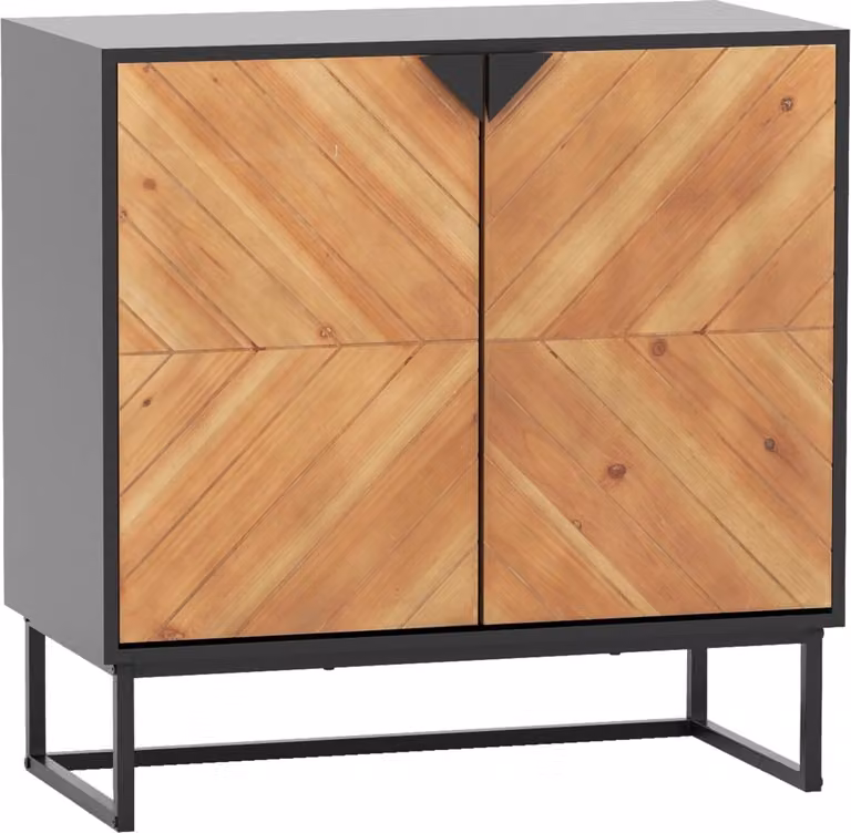KOMFOTTEU Credenza a 2 ante, mobile da sala da pranzo in legno con gambe in metallo e sistema antiribaltamento, credenza indipendente per cucina, sala da pranzo, soggiorno e ingresso (nero)