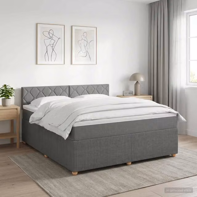 Letto box spring con materasso ibrido vidaXL Grigio Scuro L/P: 140 x 200 cm