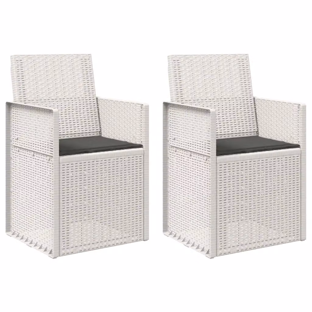 Set di 2 sedie da giardino moderne vidaXL in plastica resistente ai raggi UV, colore bianco e antracite, con braccioli – 2