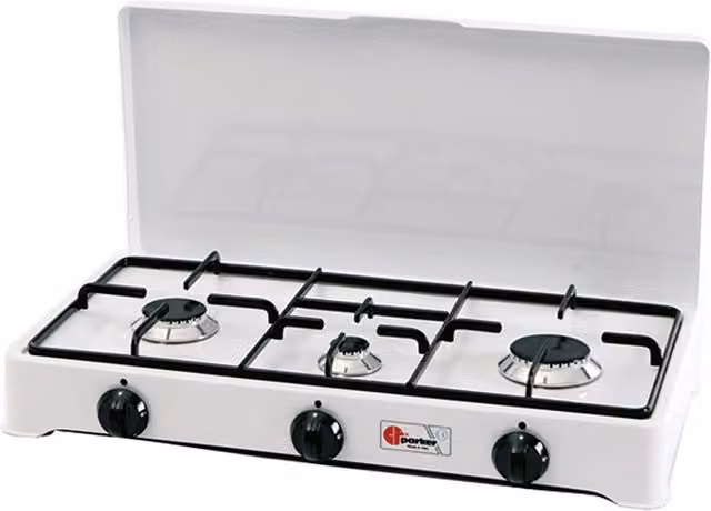 Forno a gas Parker mod. 5328 CGP con 3 fuochi, colore bianco, L: 58 cm, P: 28 cm, H: 10 cm