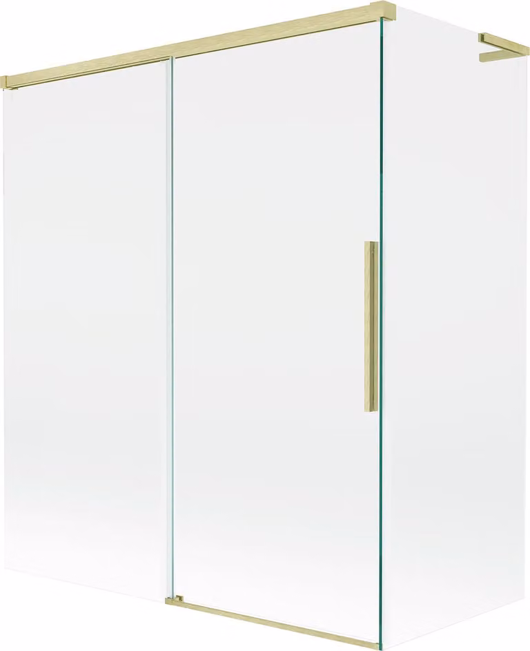 Mexen Rox L paratia per vasca da bagno a 2 ante scorrevoli 140 + 70 x 150 cm, trasparente, oro spazzolato - 8C9L-140-070-55-00