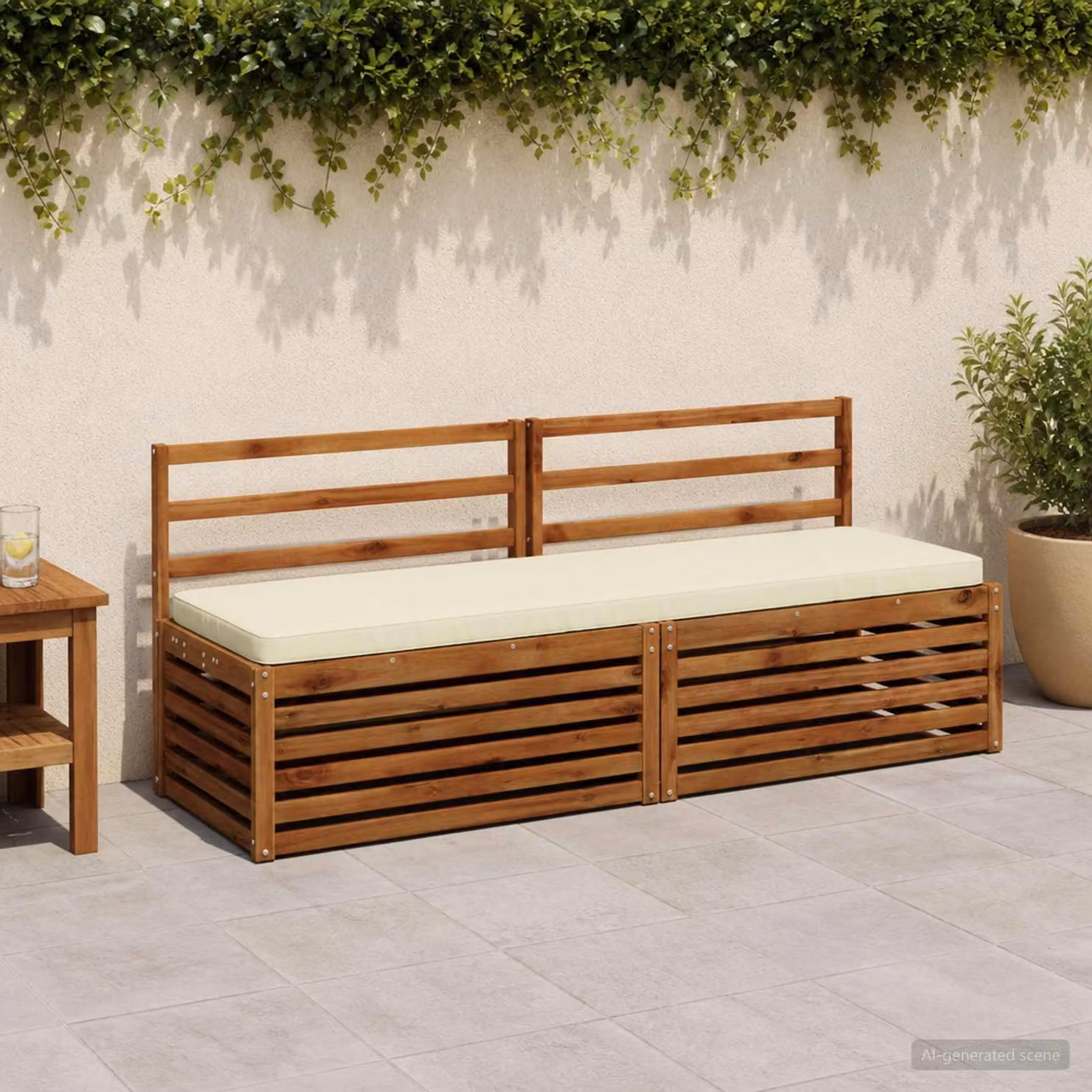 Set di 2 cuscini per panchina vidaXL VUGHT in poliestere beige con rivestimento rimovibile e resistente ai raggi UV