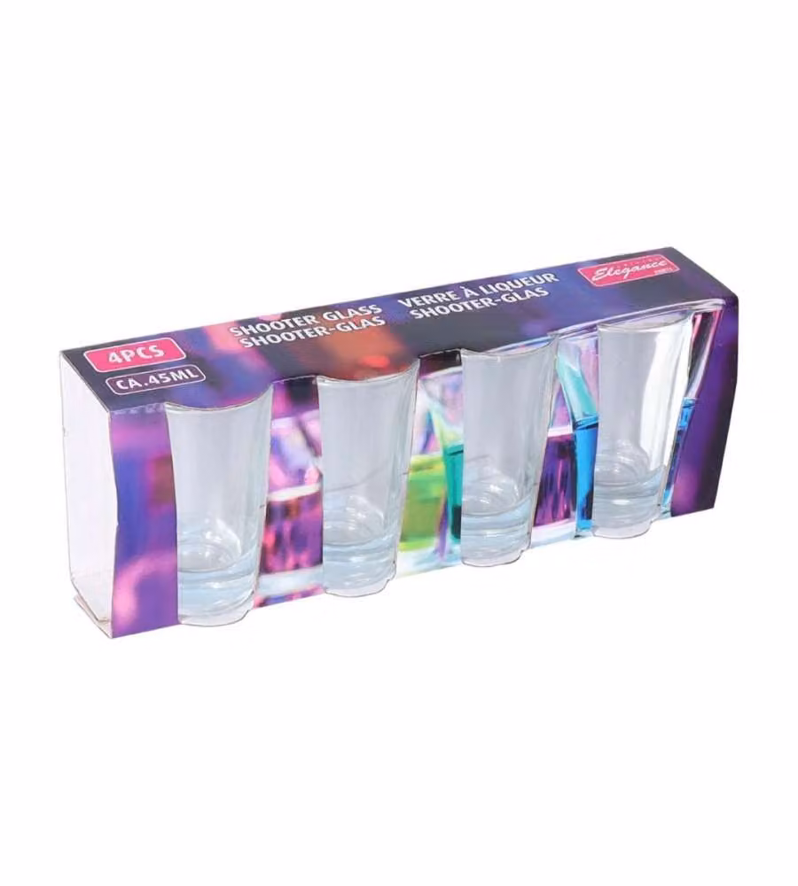 Set di 4 Bicchierini da Shot Cuisine Elegance in Vetro Trasparente, Capacità: 45 ml
