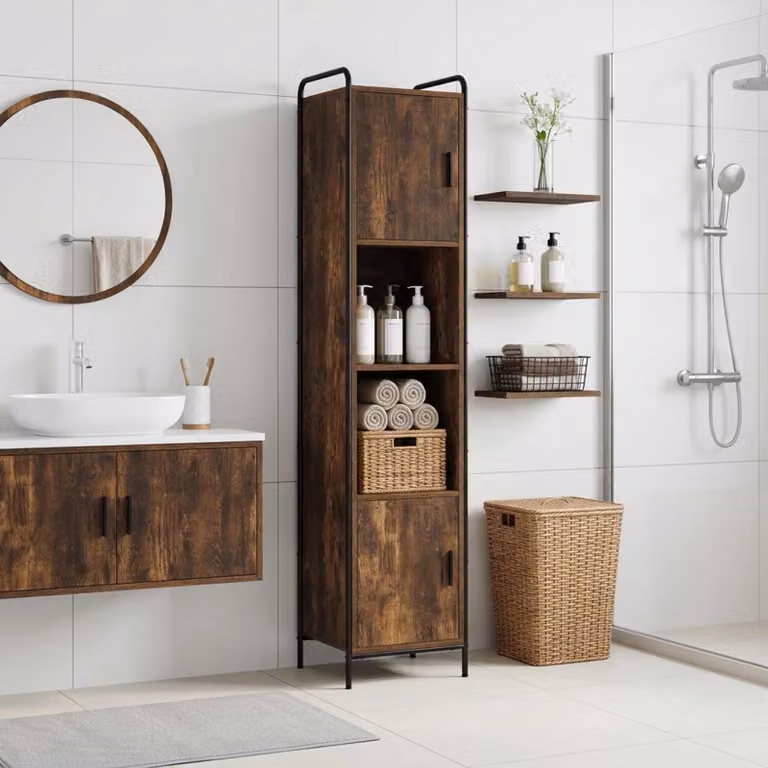 vidaXL Mobile da Bagno Rovere Fumo 46 x 36 x 181 cm