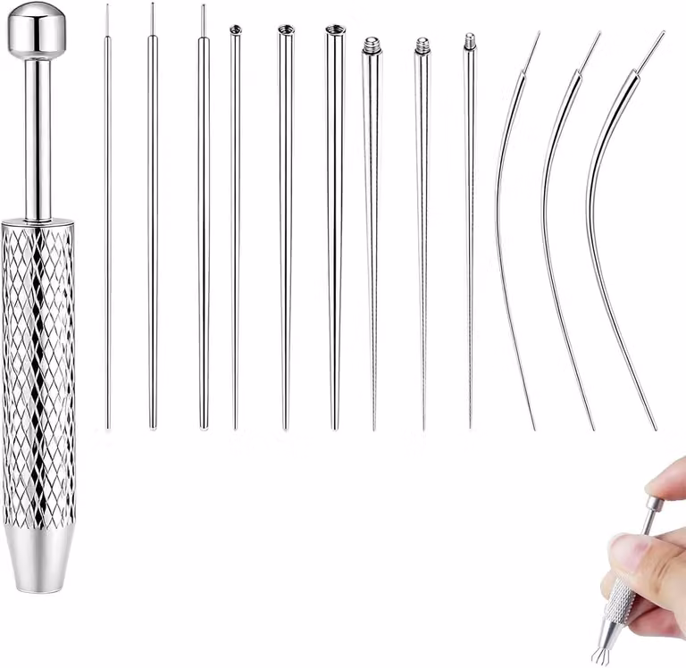 Kit di strumenti per piercing, composto da 13 pezzi, in acciaio inossidabile, compatto, ideale per la sostituzione di piercing