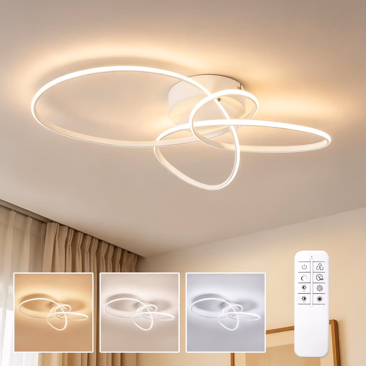 ZMH Lampada da soffitto LED 30W bianca dimmerabile con telecomando design circolare moderno illuminazione interna soggiorno camera cucina sala