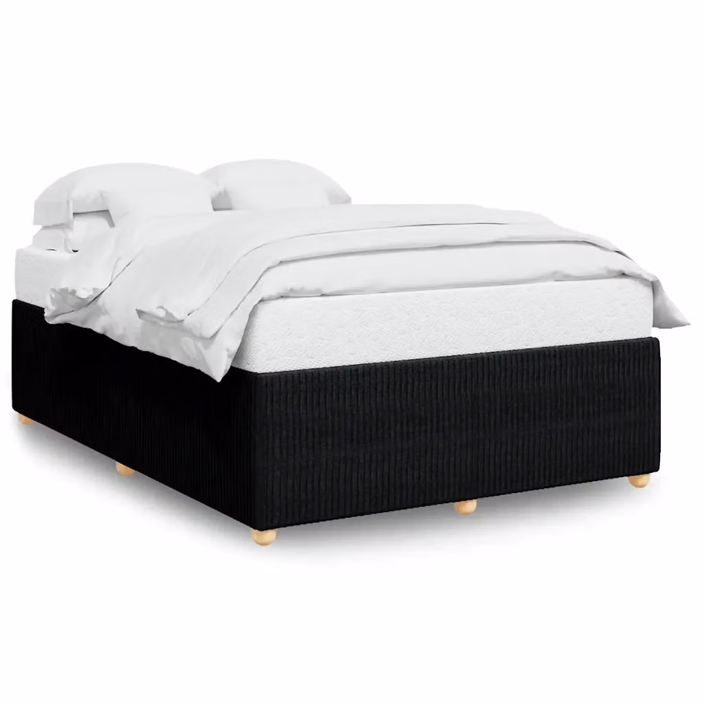 Struttura Letto Design Mania in Tessuto Nero con Listelli in Legno L: 140 cm, P: 190 cm – 2