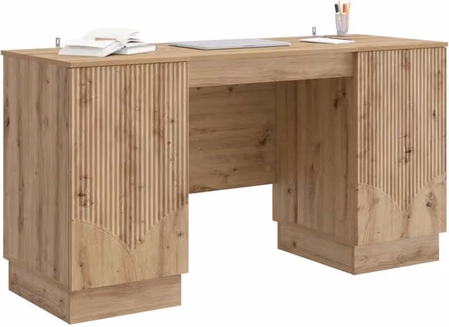 Scrivania | Tavolo da Ufficio con lo scaffale Rovere Artigianale 142,5 x 50 x 75 cm
