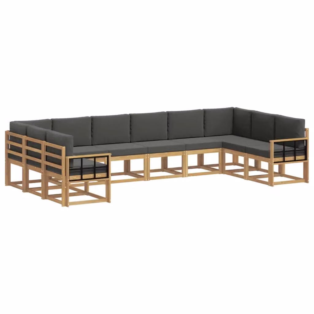 Set di divani da esterno a L vidaXL in legno di acacia con cuscini Bianco e Antracite – 2