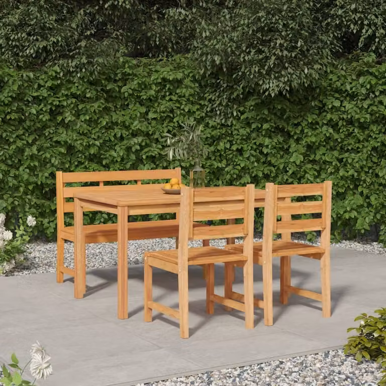 Maison Exclusive - Set da pranzo da giardino in teak massiccio, 4 pezzi