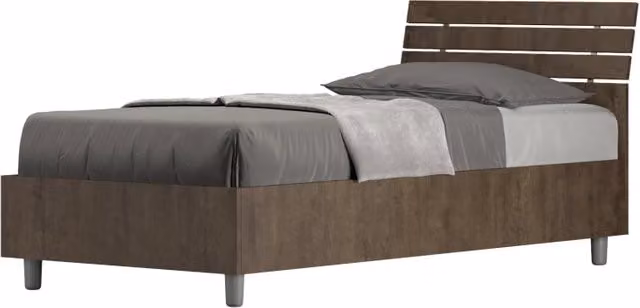BS COM Letto singolo contenitore 80x200 testata inclinata con doghe noce