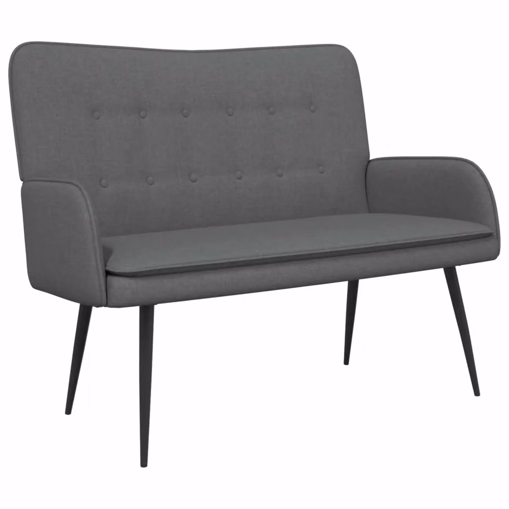 Divano a 2 posti moderno vidaXL in tessuto grigio con struttura in metallo e MDF, L: 115 cm, P: 61 cm, H: 87 cm – 2