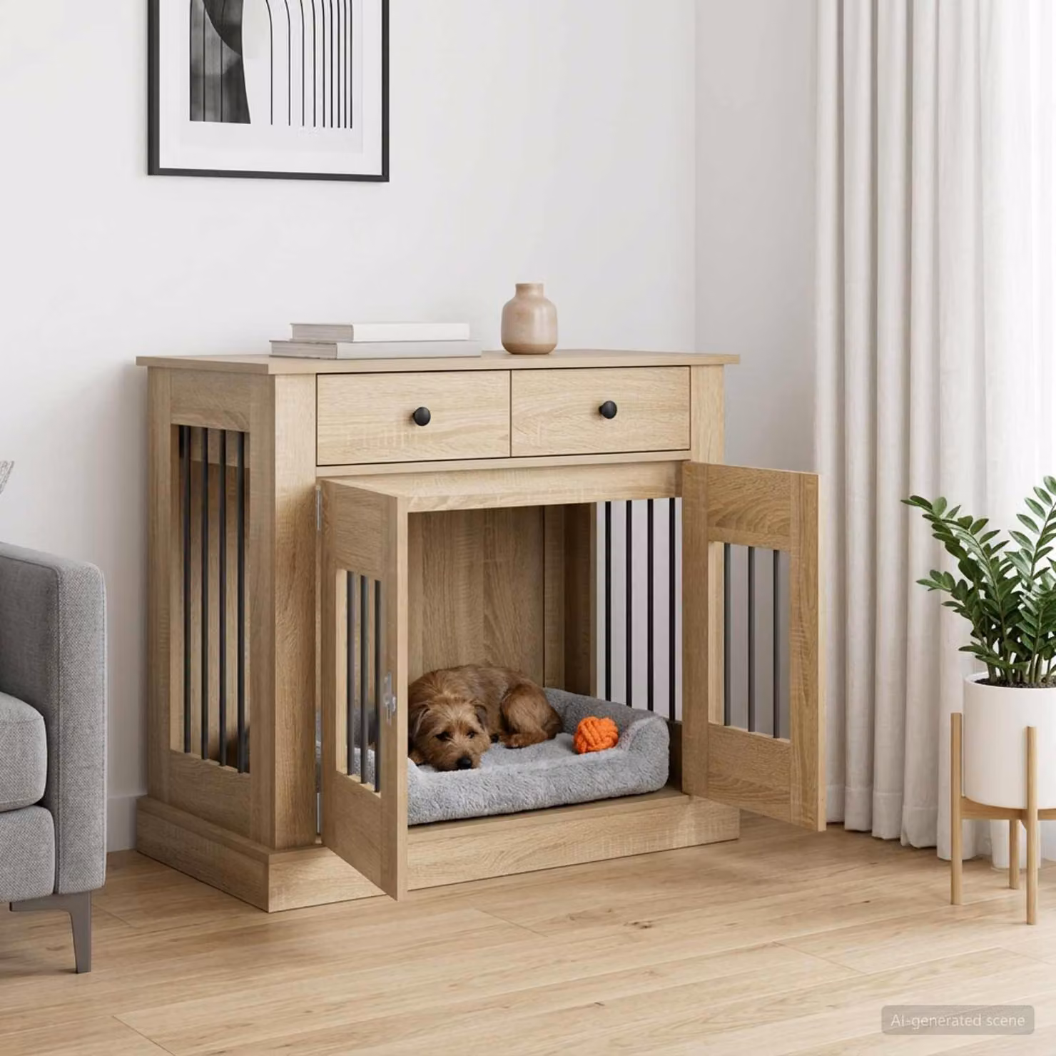 Mobile da cassa per cani vidaXL in Rovere Sonoma, L 90 x P 47,5 x H 80 cm