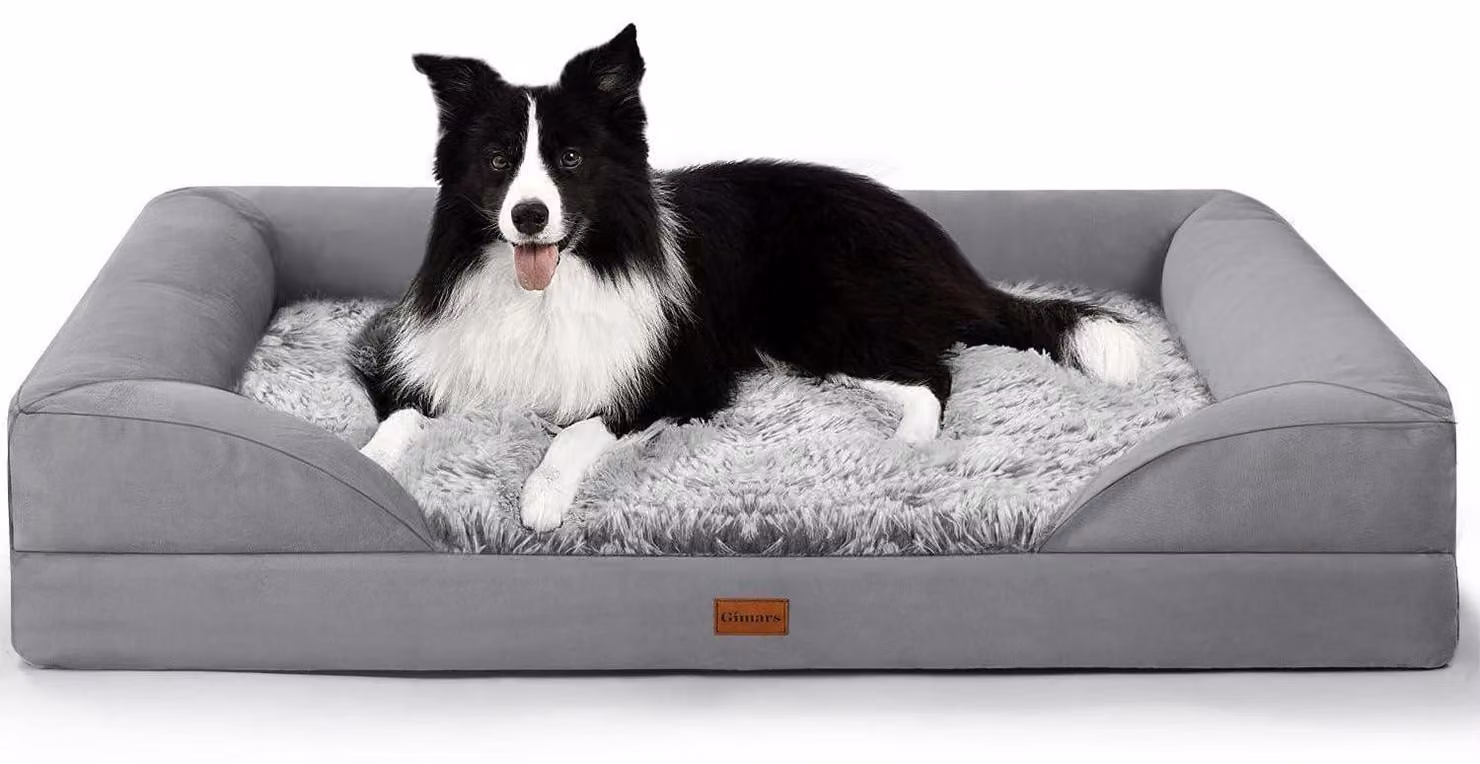 Cuccia ortopedica per cani, dimensioni L 105 x 83 x 20 cm, colore grigio, spessore 9,5 cm, lavabile, impermeabile