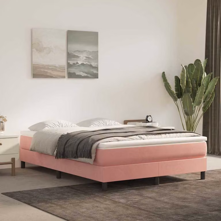 vidaXL Materasso Ibrido a Molle Insacchettate in Velluto Rosa L: 140 cm, P: 190 cm, H: 20 cm
