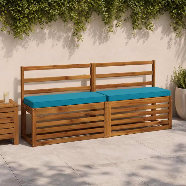 Set di 2 cuscini per panchina vidaXL in poliestere color turchese con rivestimento rimovibile e resistente ai raggi UV