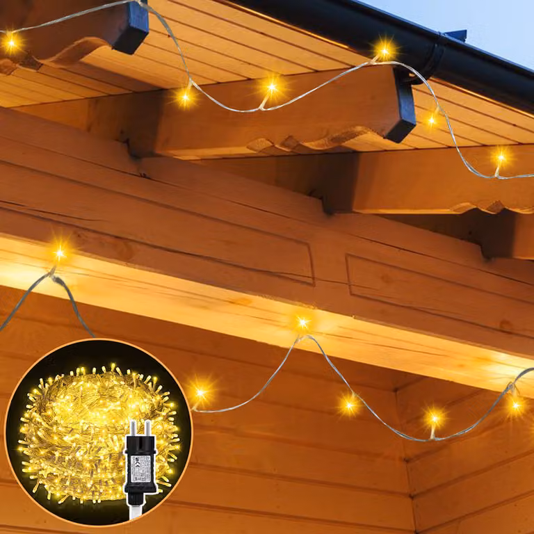 Jopassy 10M 100 LED luci fiabesche bianco caldo 8 modalità di illuminazione festa giardino interno esterno decorazione luci di Natale