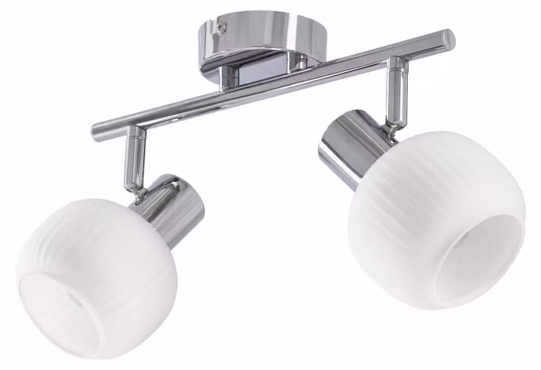 Lampada da soffitto con paralumi bianchi scanalati Andrus, bianco-argento, 2xE14x40W, metallo, dimensioni: 19x40x8 cm, IP20, Candellux