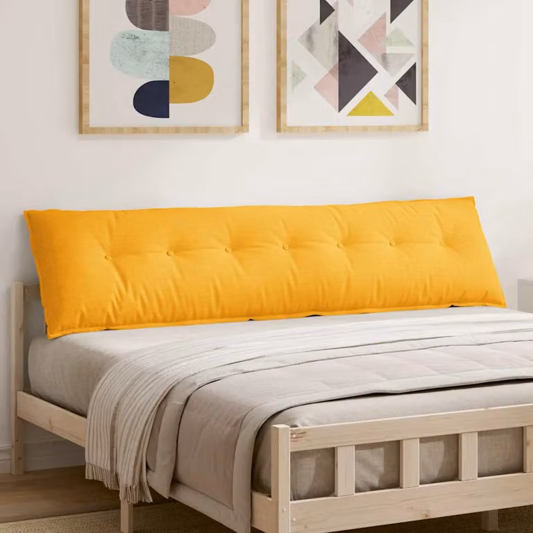 vidaXL Cuscino per la Schiena Giallo con Rivestimento in Velluto a Costine Rimovibile L: 200 cm, P: 50 cm, H: 19 cm