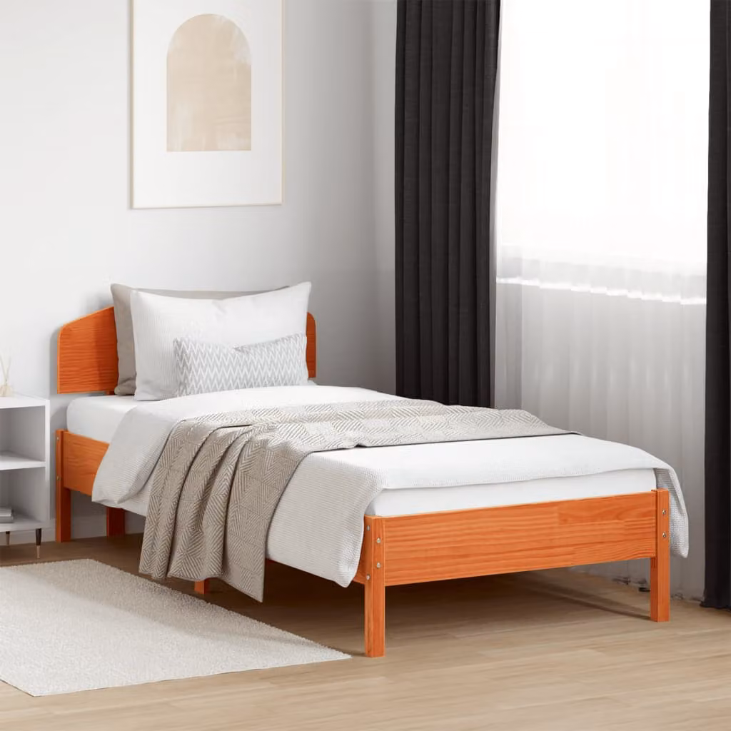 vidaXL Giroletto in legno di pino con doghe fisse, Marrone Cera, 100 x 200 cm – 1