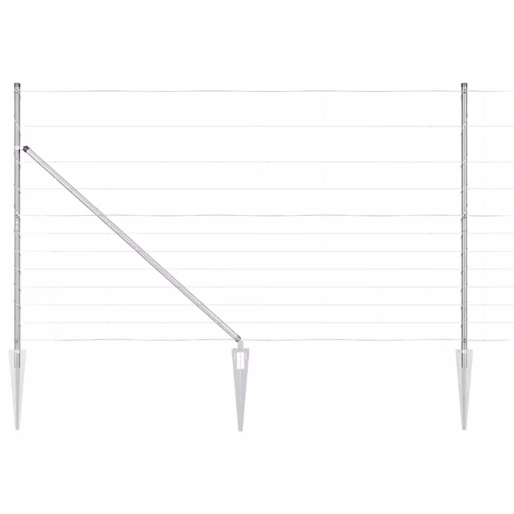 Recinzione in rete saldata con punte vidaXL in acciaio zincato argento, L: 25 m, H: 1,4 m – 2
