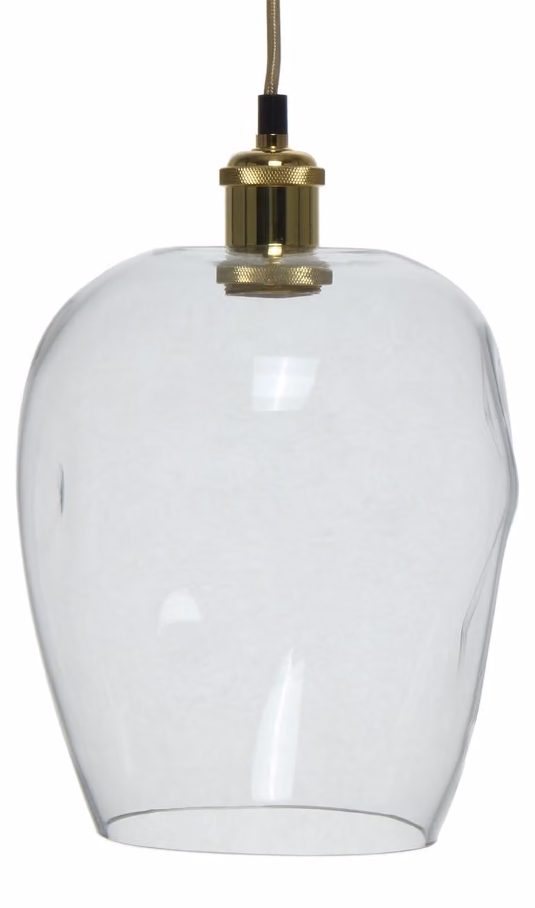 Lampada a sospensione Padiro, 22 x 22 x 34 cm - trasparente - vetro - vetro arrotondato con parte inferiore aperta - attacco E27