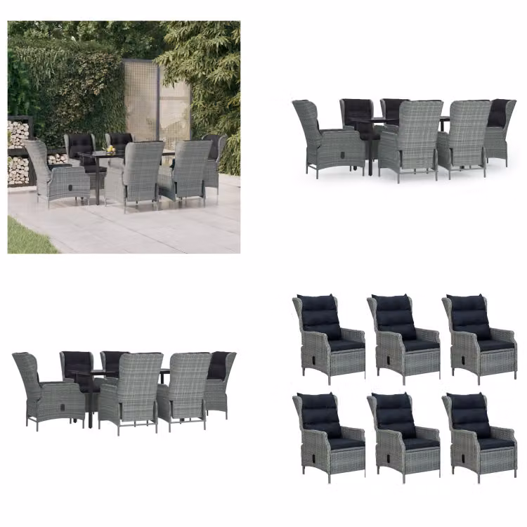 vidaXL set da pranzo da giardino 7 pezzi in poly rattan grigio chiaro - Set da pranzo da giardino - Set da pranzo da giardino - Set da pranzo da esterno - Set da pranzo da giardino