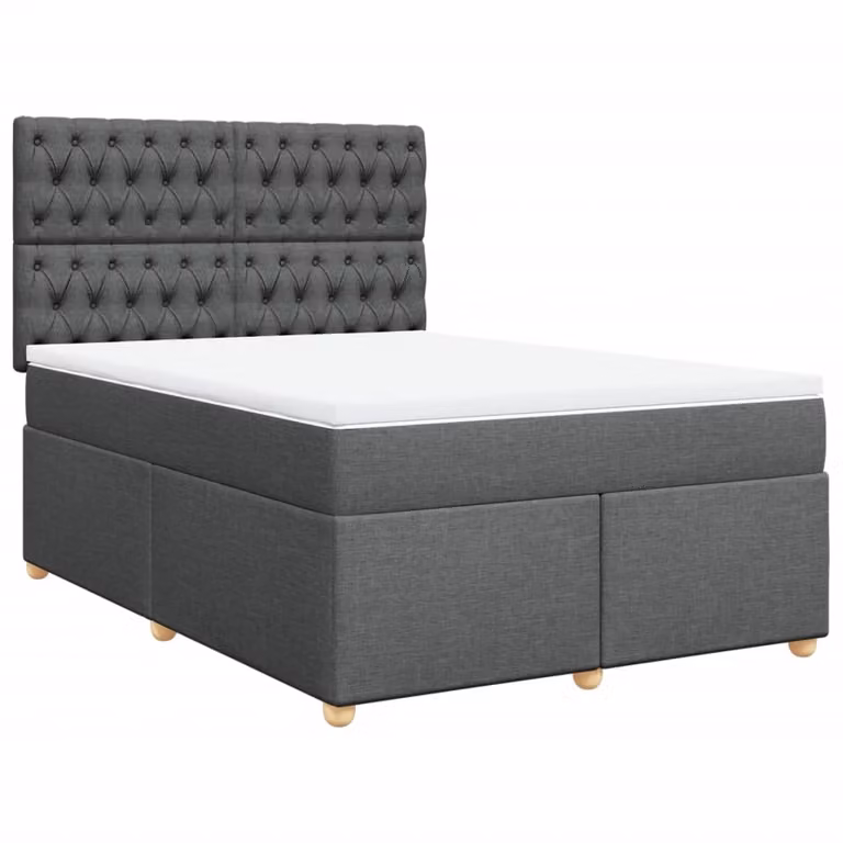 Giroletto a Molle con Materasso Grigio Scuro 160x200 cm Tessuto