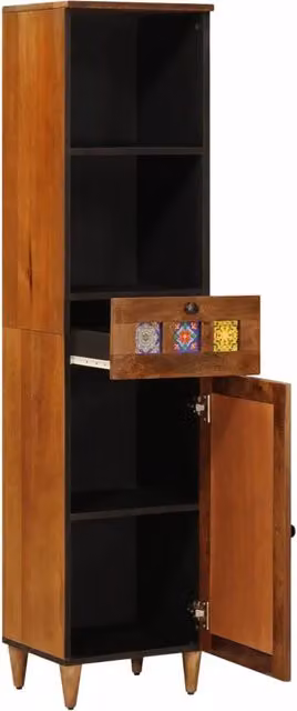 Mobile da Bagno | Armadio da bagno con cassetto con porta Noce 38 x 33 x 160 cm