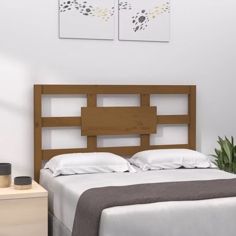 Testiera per letto vidaXL in legno massello di pino, colore marrone, L 80,5 x P 4 x H 100 cm