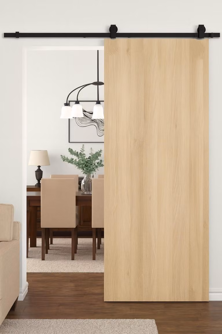 Porta scorrevole in quercia miele H204 x L73 cm, binario con rotelle per GD MENUISERIES
