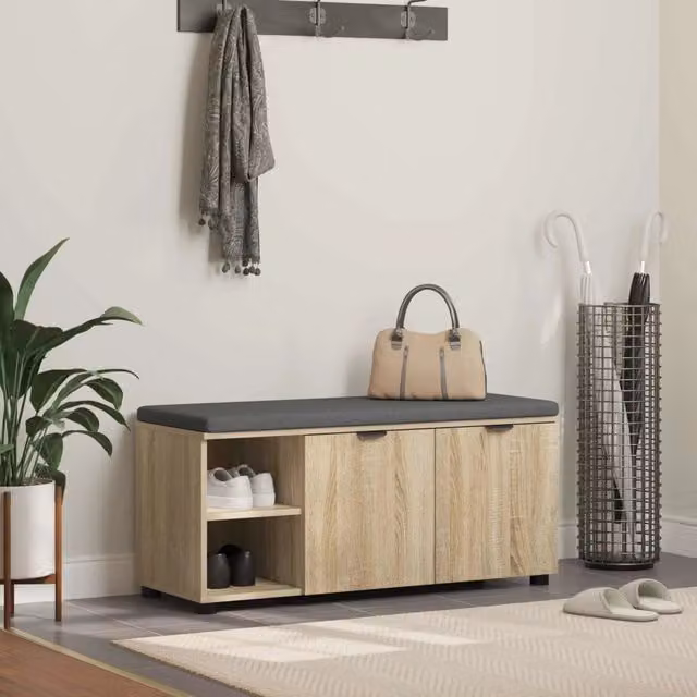 Panca per ingresso con cuscino-Sgabello-Panca da Corridoio Rovere Sonoma 100 x 38 x 46 cm 244670