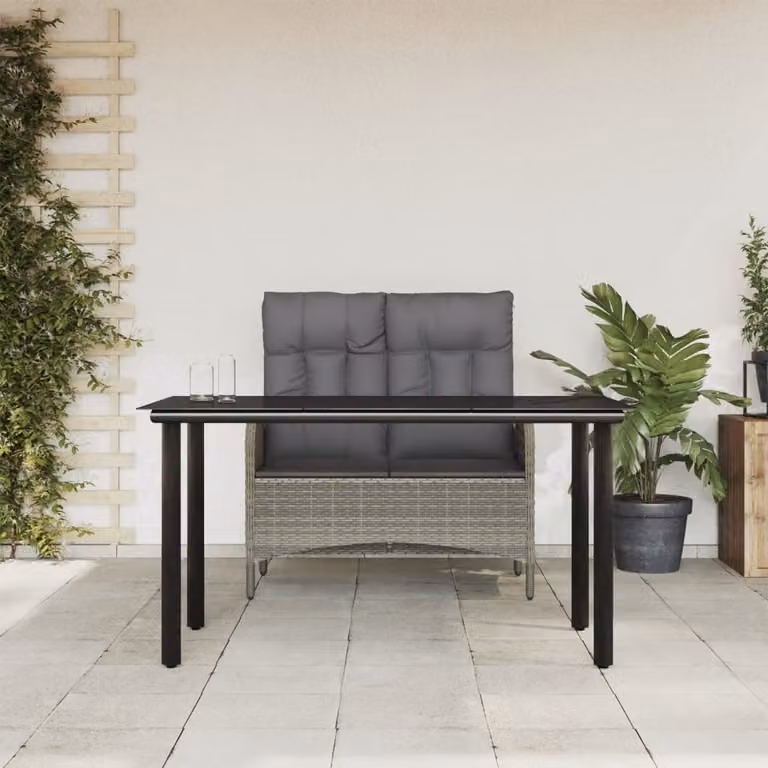 Maison Exclusive - Set da pranzo da giardino 2 pezzi con cuscini in polyrattan grigio